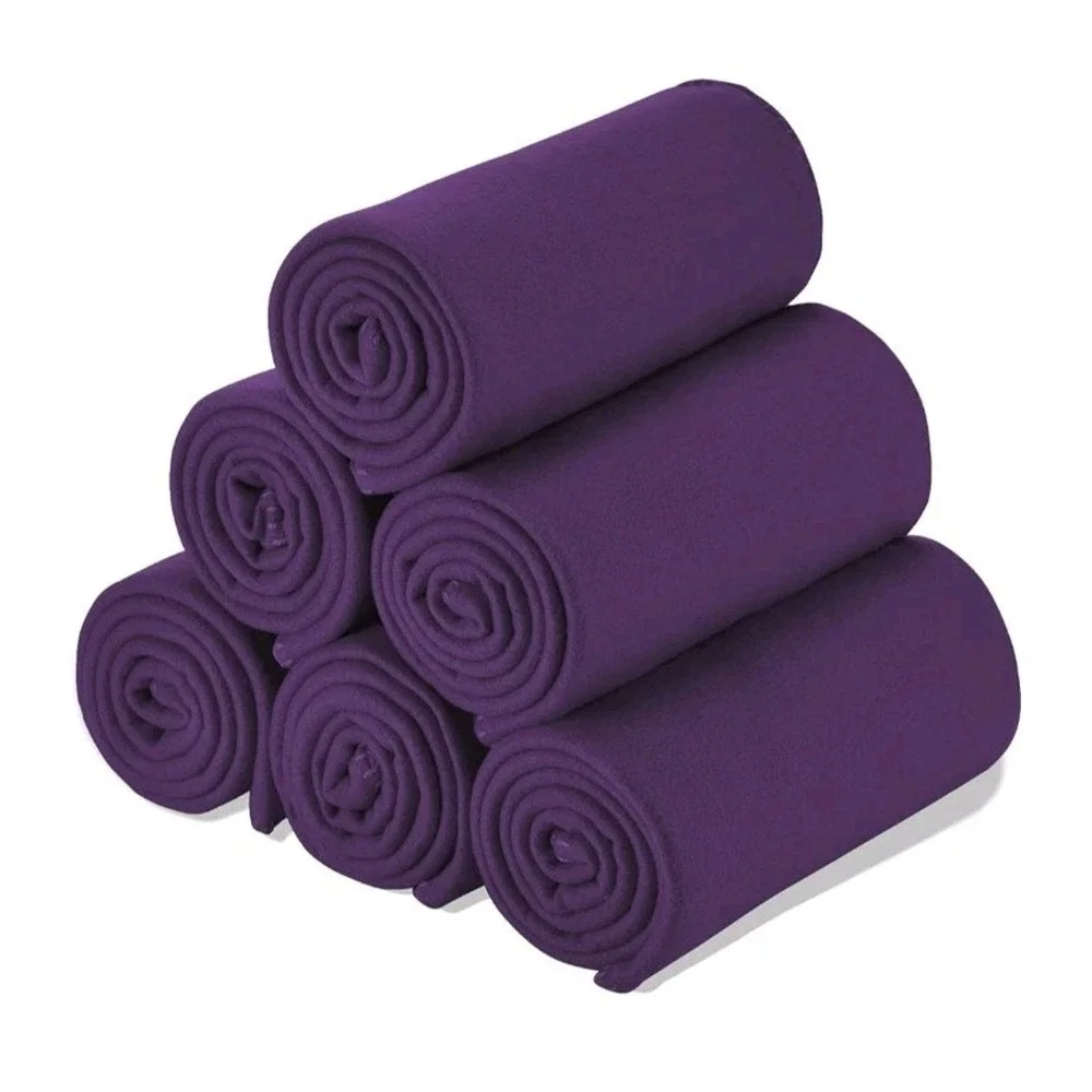 Fleece Throw Blanket Set Of 6 Travel Kids Outdoor Wedding Pet Purple 50 X 60